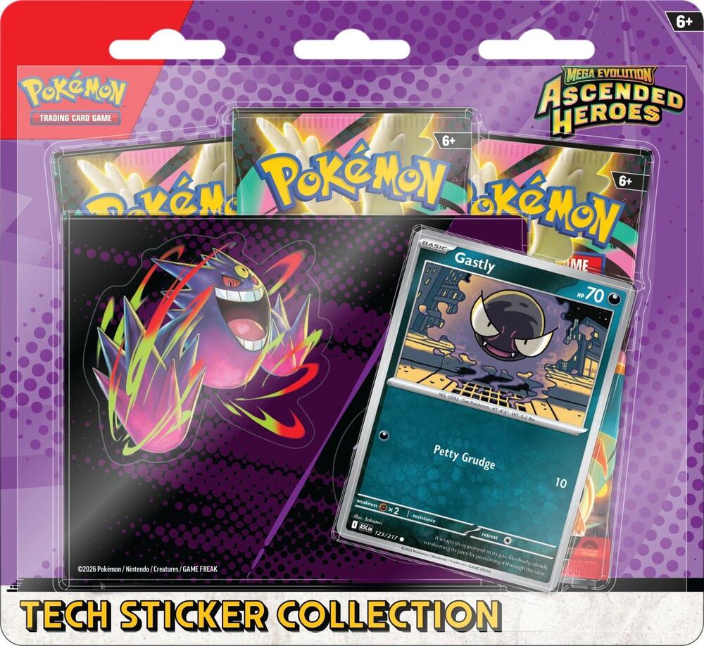 Pokemon Mega Evolution: Ascended Heroes Tech Sticker Collection - Gastly - ME: Ascended Heroes